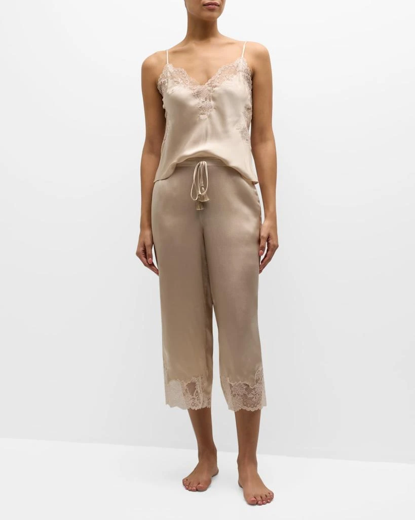 Josie Lolita Cropped Lace-Trim Charmeuse Pajama Set 2