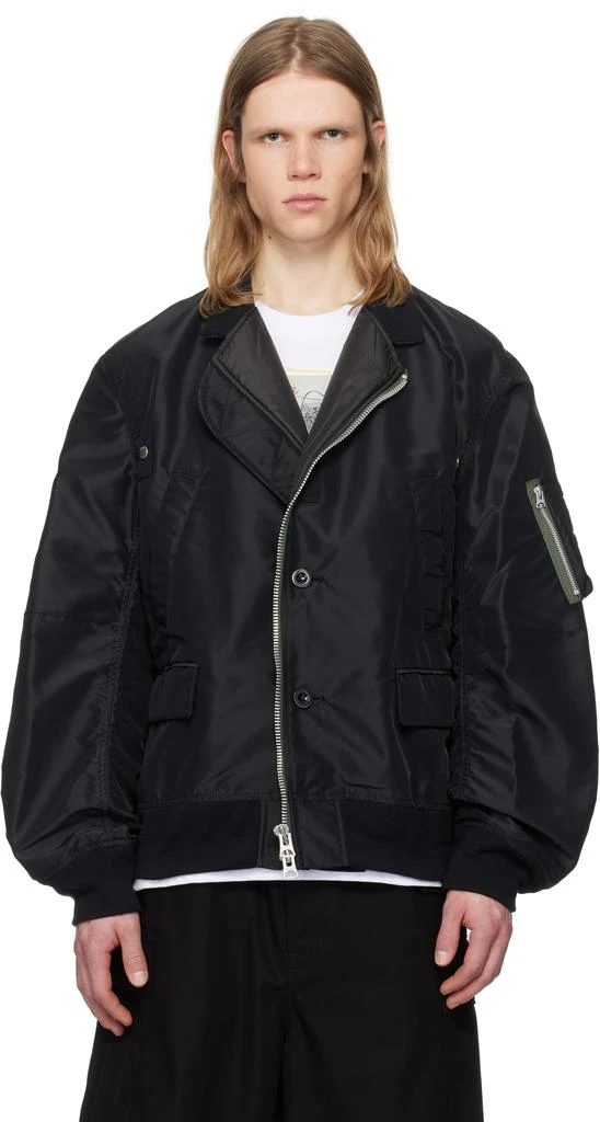 Sacai Black Nylon Twill Bomber Jacket 1