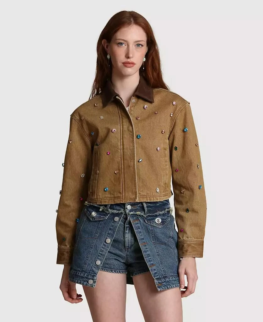 Avec Les Filles Women
s Embellished Chore Spread Collar Jacket 4