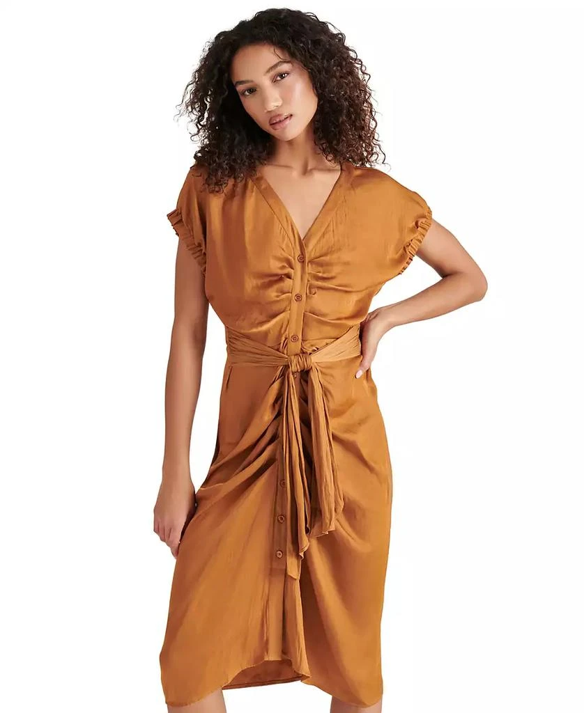 Steve Madden Women's Bruno Tie-Waist Button-Front Dress 4