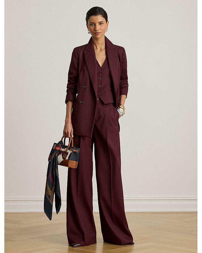 Ralph Lauren Double Breasted Wool Blend Twill Blazer