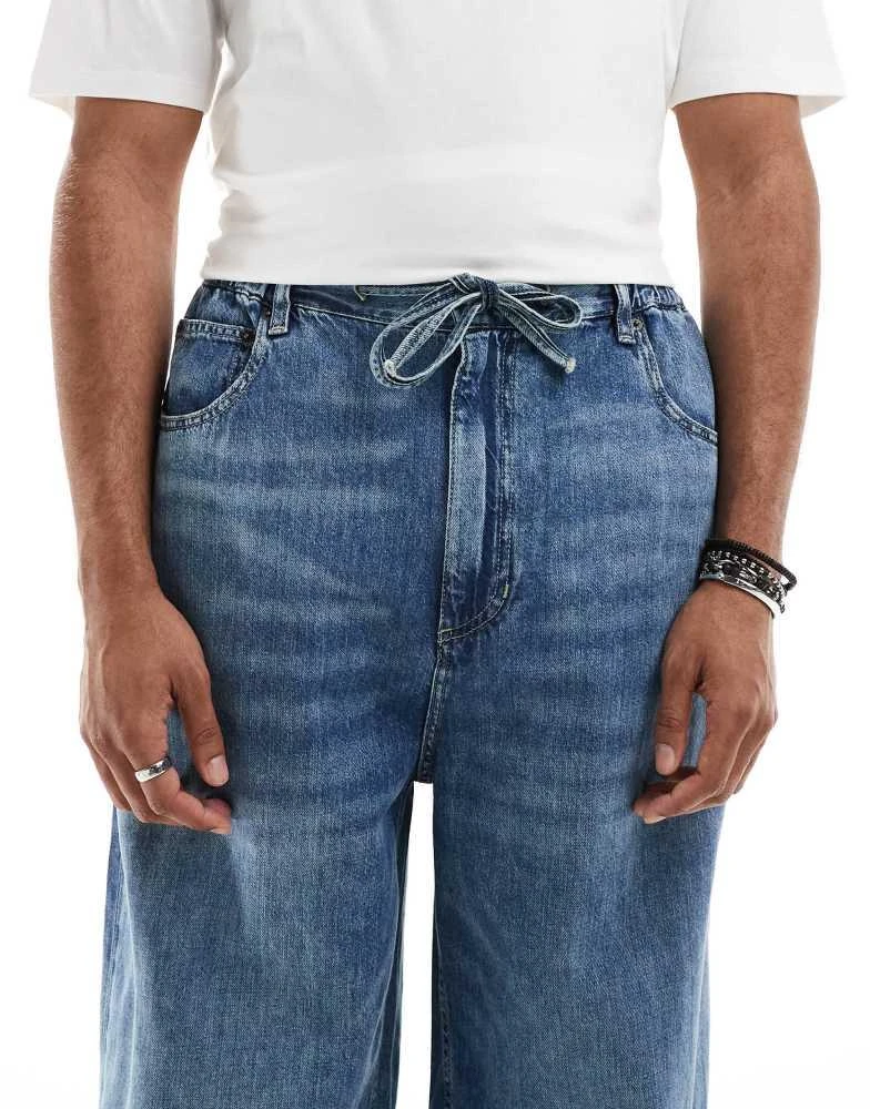 Pull&Bear Pull&Bear pull on baggy jeans in blue 5