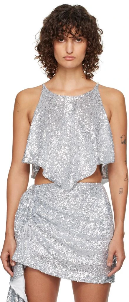 pushBUTTON Silver Scarf Silhouette Tank Top 1