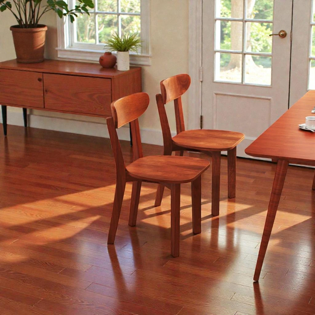 Hivvago Solid Wood Chairs with Comfortable Curved Back and Durable Frame - Set of 2