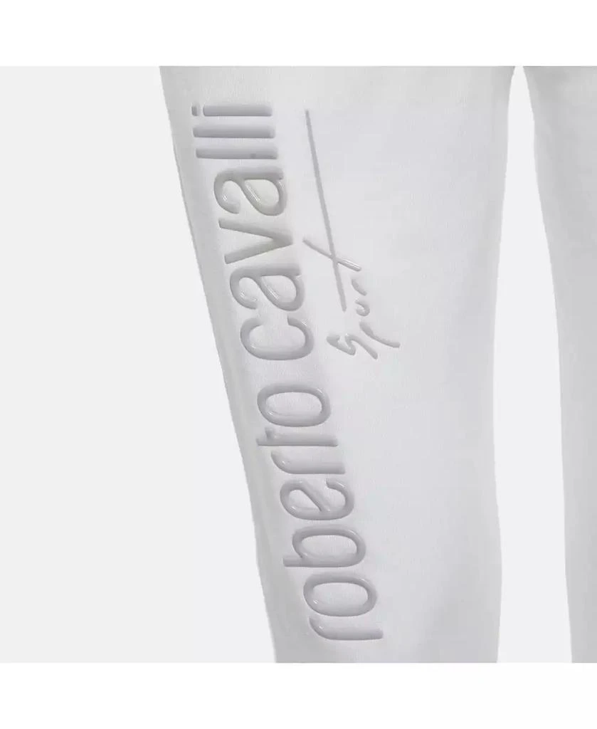 Pre-Owned Roberto Cavalli Women's Sport White Logo Print Cotton Joggers 3