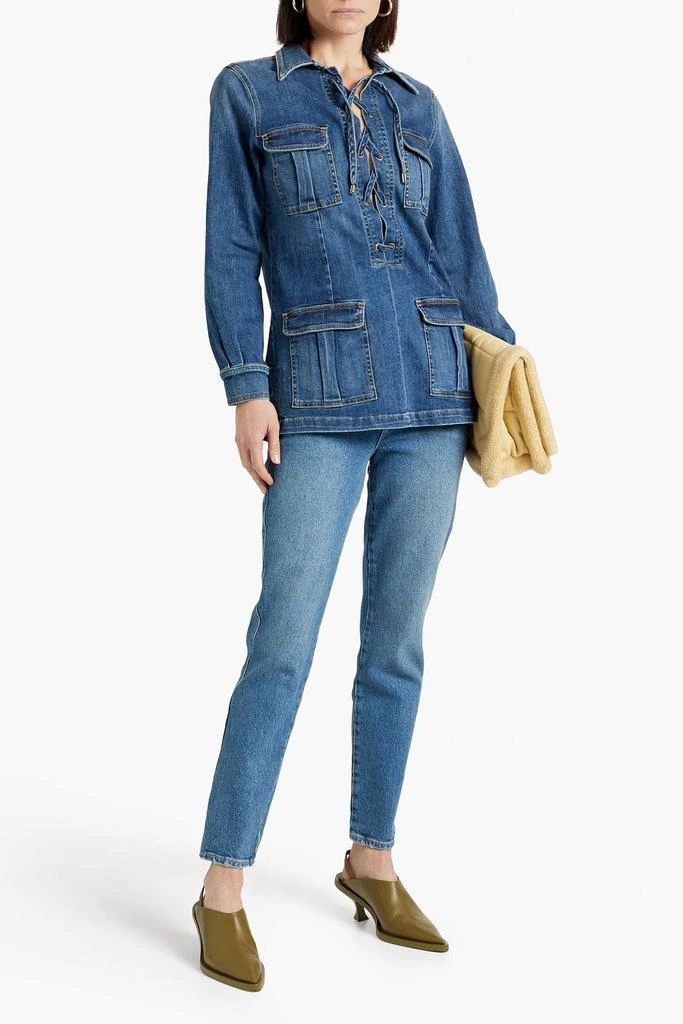Nili Lotan Monique lace-up denim top 2