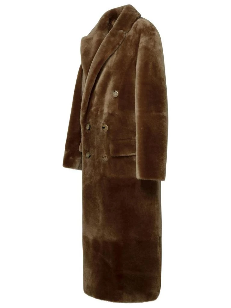 BLANCHA Blancha Long Brown Leather Fur Coat 2