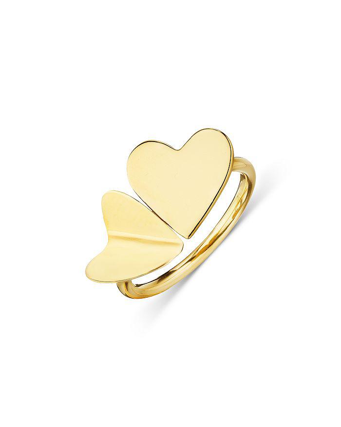 CADAR 18K Yellow Gold Endless Wings of Love Double Heart Ring