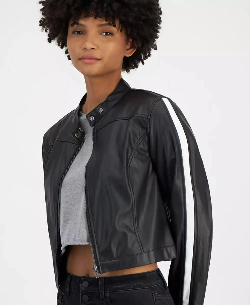 Tinseltown Juniors' Faux-Leather Long-Sleeve Moto Jacket 3