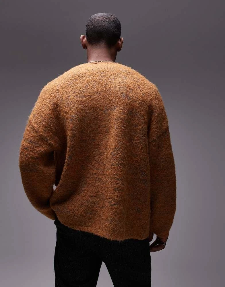 Topman Topman relaxed fit boucle pattern cardigan in orange 4