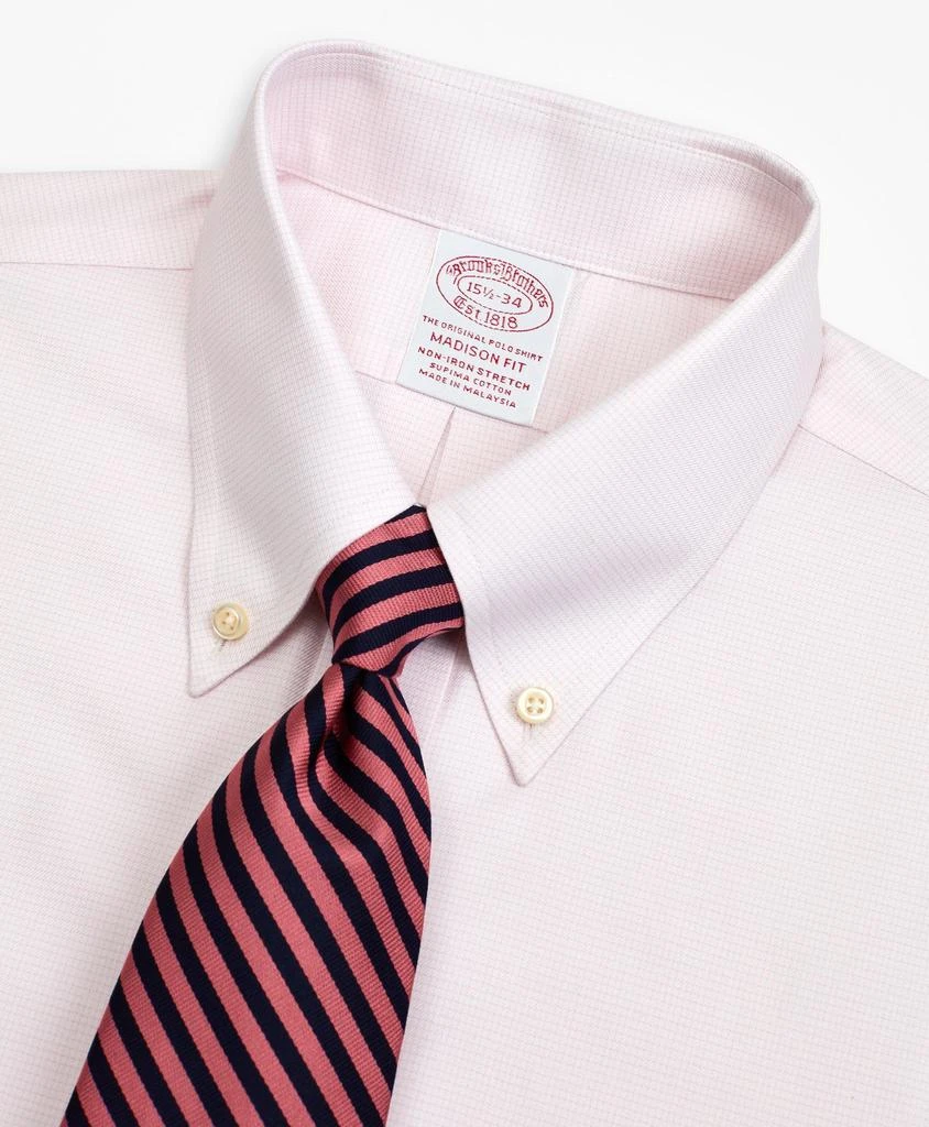 Brooks Brothers Stretch Madison Relaxed-Fit Dress Shirt, Non-Iron Twill Button-Down Collar Micro-Check 2