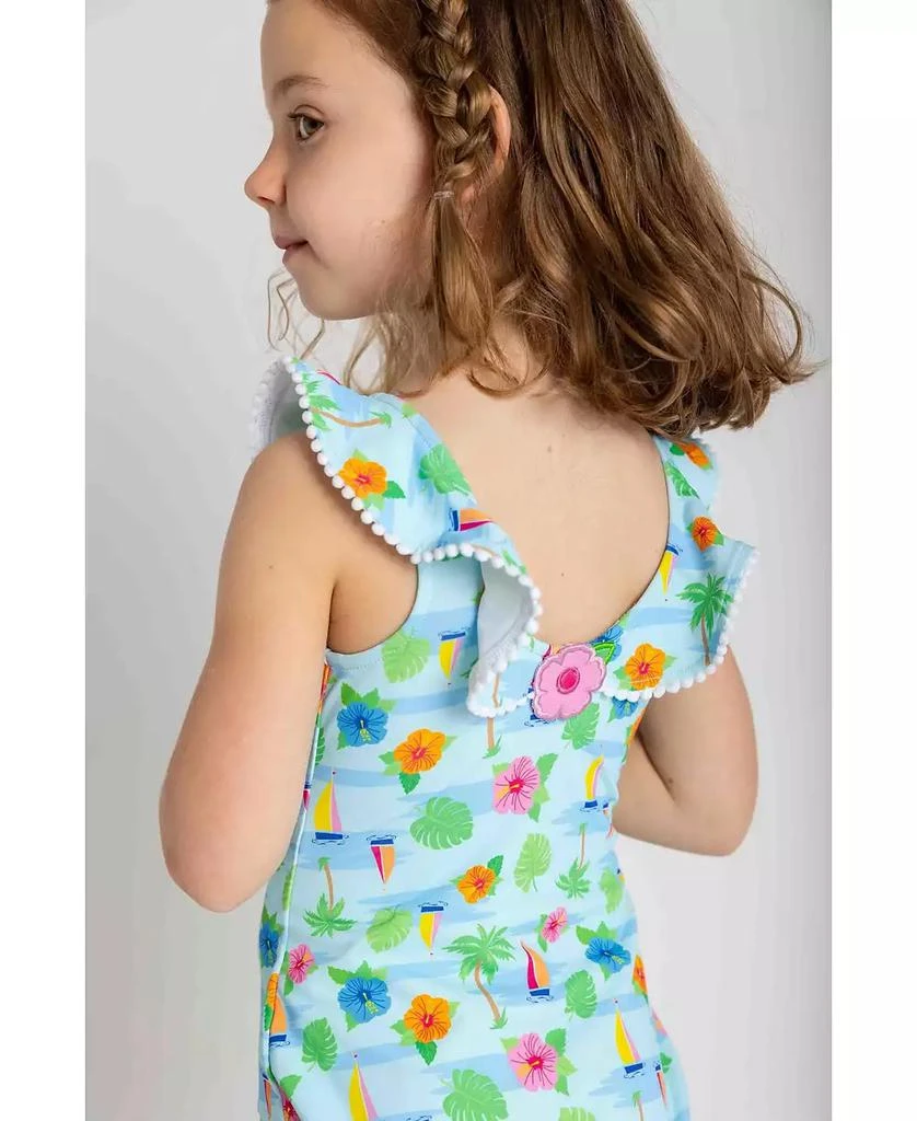Florence Eiseman Little Girls Tropical Print Ruffle Neck Swimsuit 3