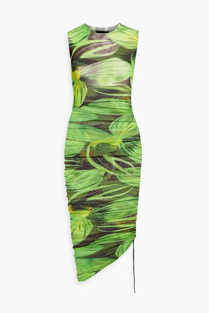 LOUISA BALLOU Asymmetric printed stretch-mesh dress