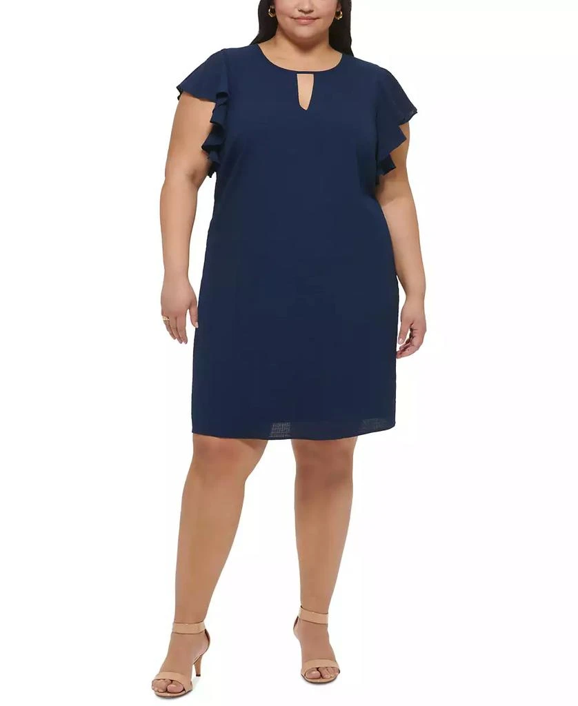 Jessica Howard Plus Size Seersucker Keyhole A-Line Dress 1