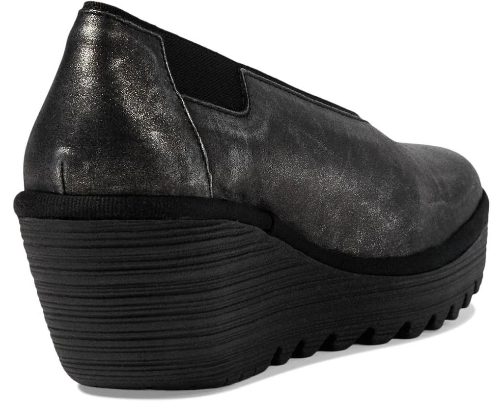 FLY London Women's Slip-On Wedge In Dark Flash Silver 4