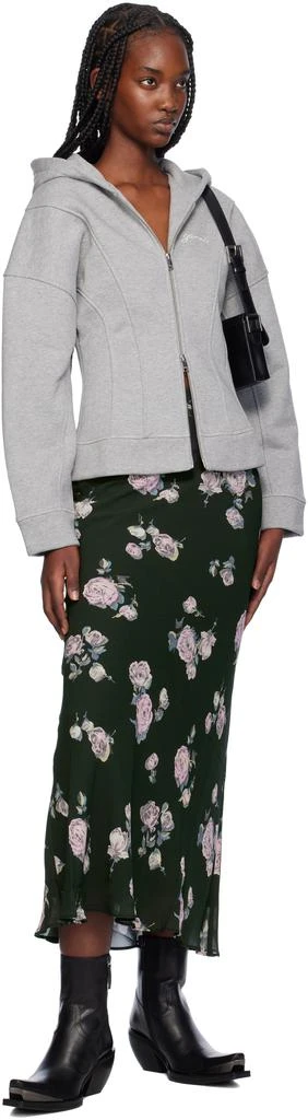 Ganni Gray Fleece Zip Hoodie 4