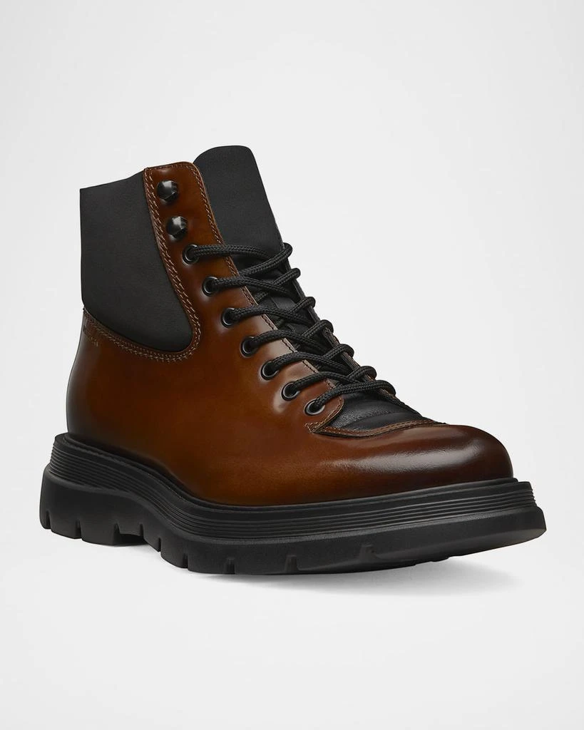 Stuart Weitzman Men's Adam Leather and Neoprene Combat Boots 2