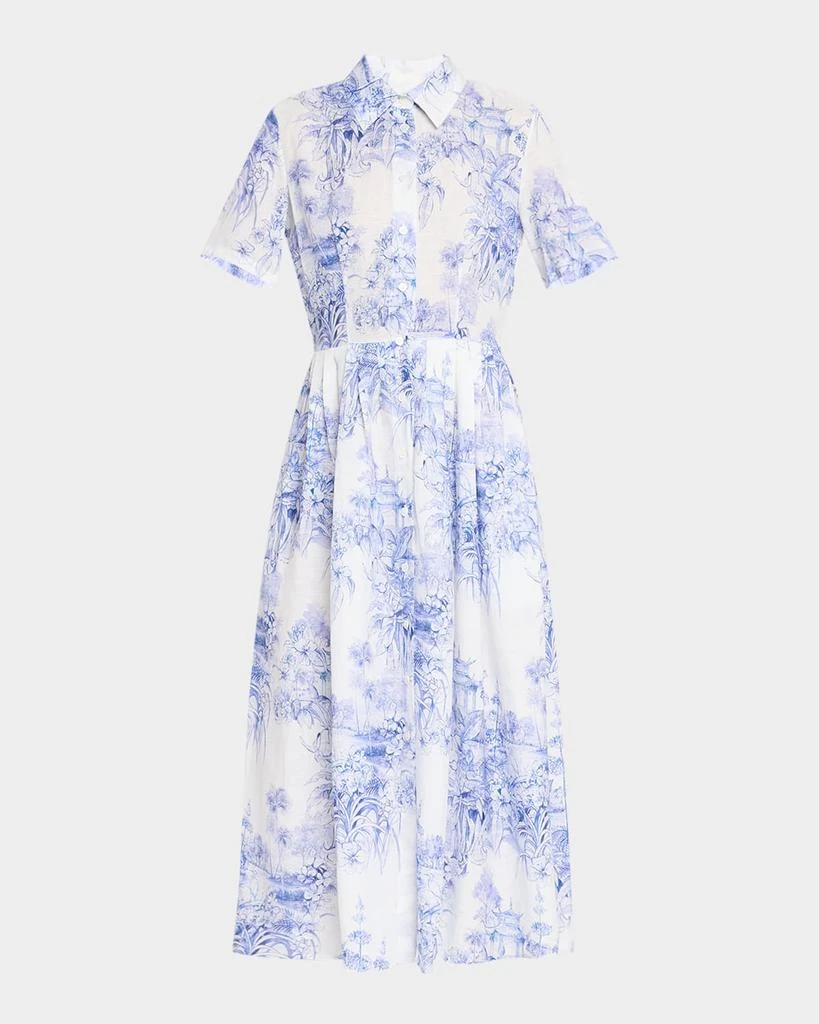 Evi Grintela Nellie Pleated Toile-Print Midi Shirtdress 1