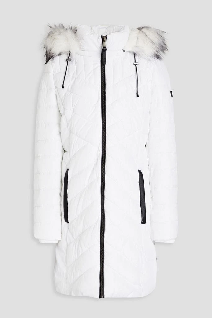 DKNY Faux fur-trimmed quilted shell hooded coat 1