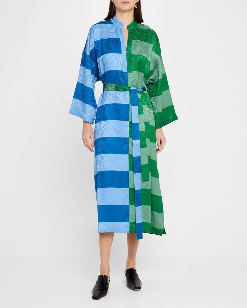 Rianna + Nina Jen Belted Fantasia Jacquard Midi Dress
