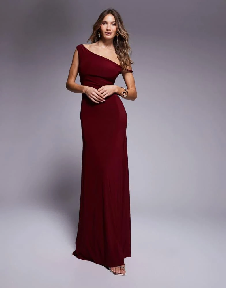 knee length dresses for ladies ONYX DRESS LACE KEYHOLE MAXI DRESS IN WINE – Murci main image 0