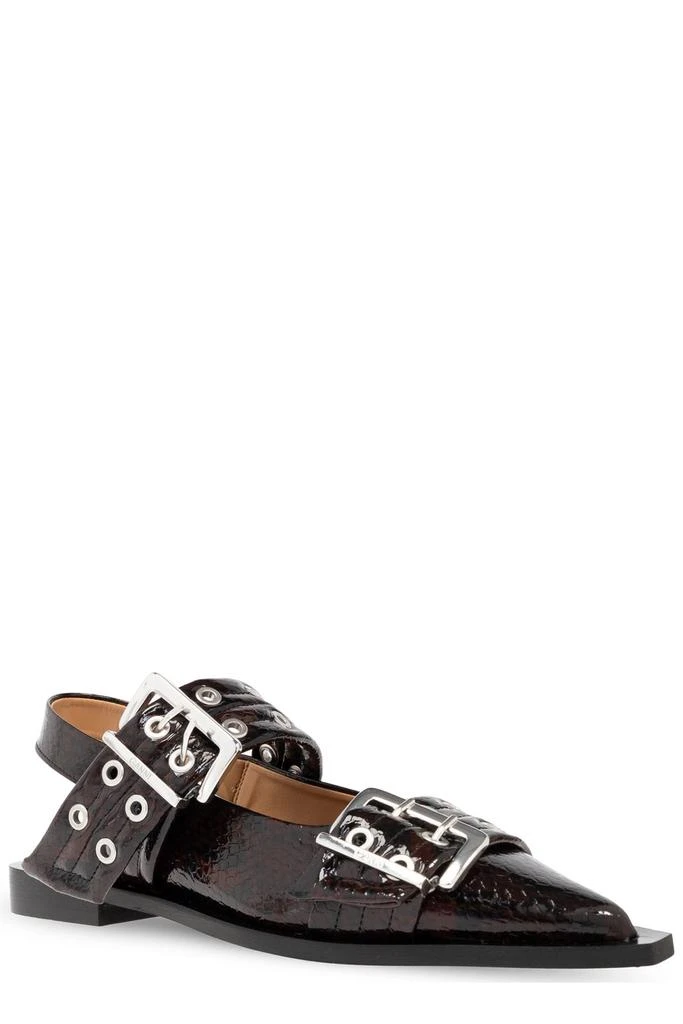 Ganni Ganni Buckle Pointed-Toe Ballet Flats 2