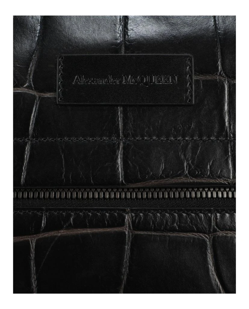 Alexander McQueen Croc Embossed Leather Messenger Bag 3