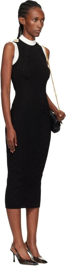 Balmain Black Two-Tone Cable-Knit Midi Dress 2