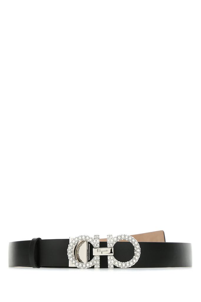 Salvatore Ferragamo Black leather Gancini belt