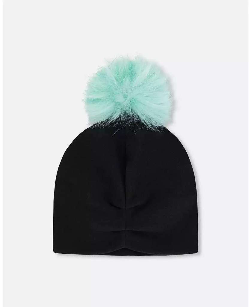 Deux par Deux Girl Stretch Jersey Hat with Pompom - Toddler|Child 3