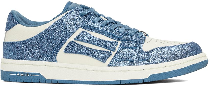 【AMIRI】White&Blue Shimmer Skel Top Low Sneakers AMIRI White & Blue Shimmer Skel Top Low Sneakers - Casual