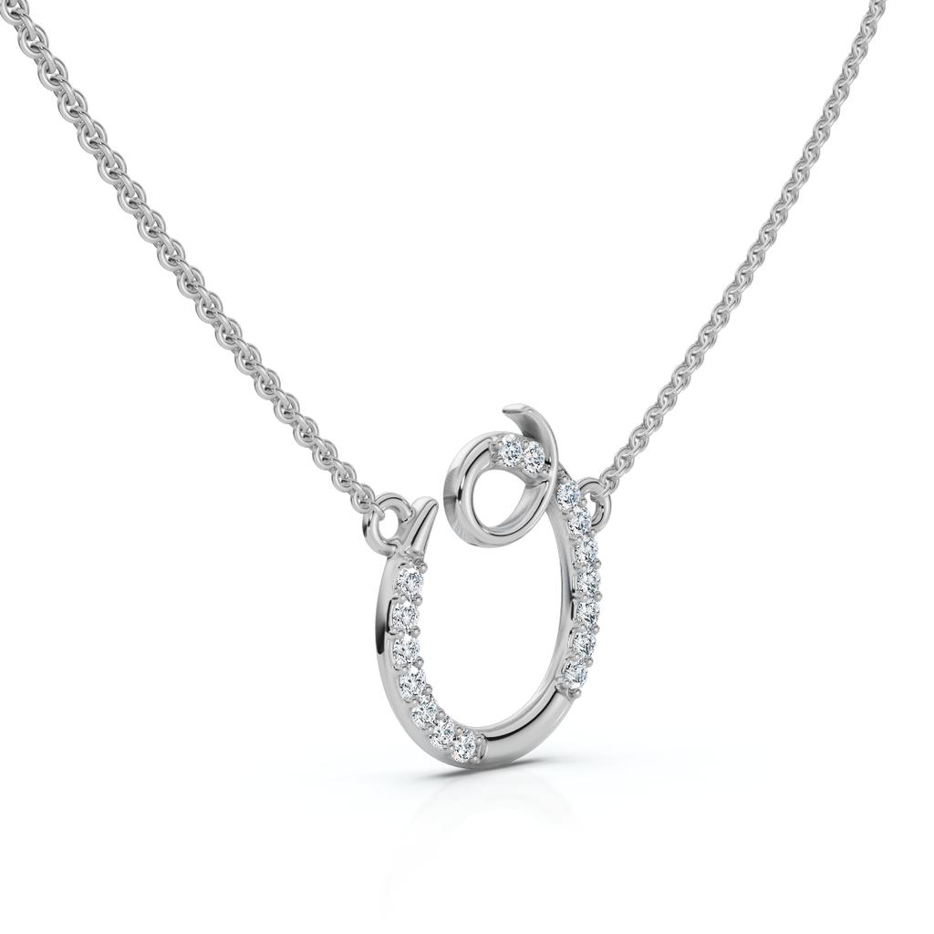 Pompeii3 1/4ct Diamond "O" Initial Pendant 18" Necklace 14K White Gold