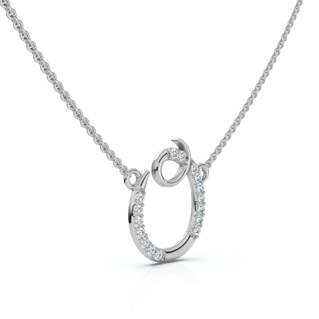 Pompeii3 1/4ct Diamond "O" Initial Pendant 18" Necklace 14K White Gold 2
