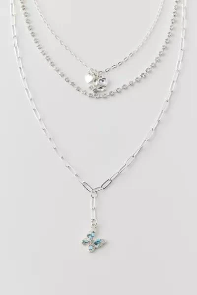 Urban Outfitters Rhinestone Butterfly Layered Necklace 3