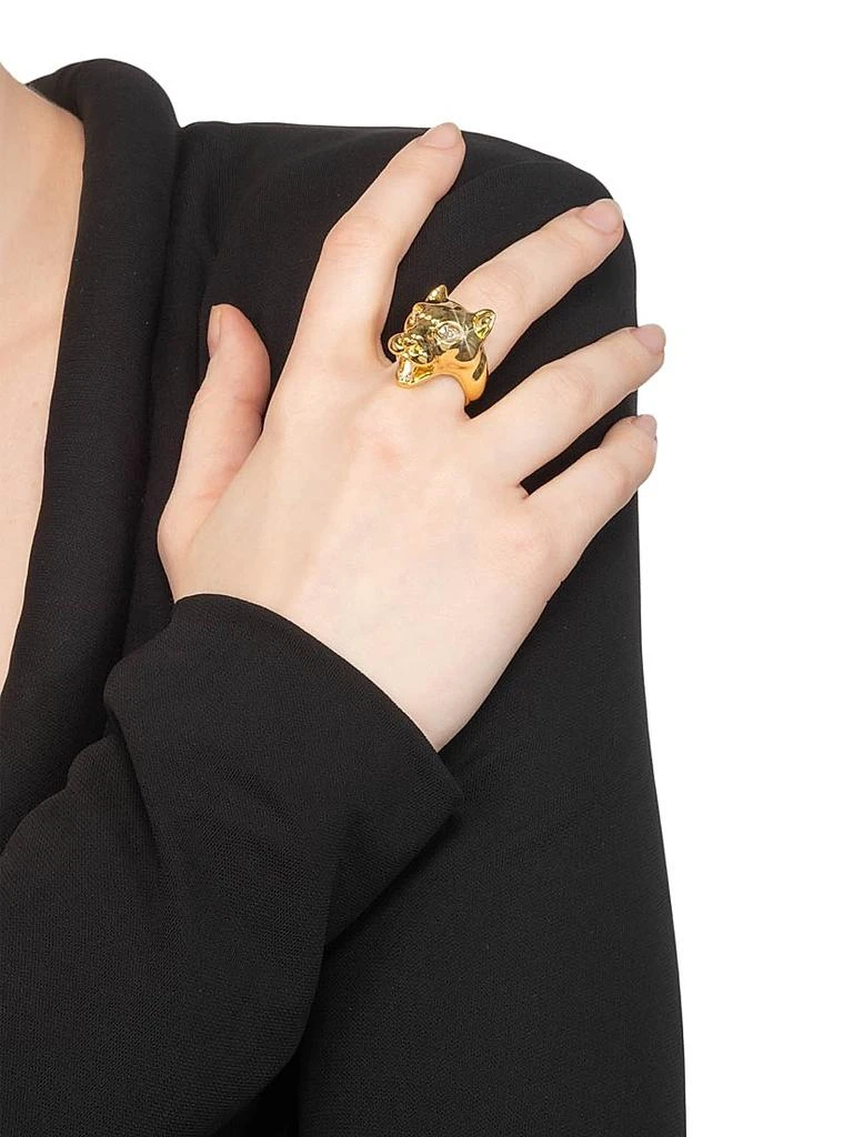 Alexis Bittar Two-Tone 
Glass Crystal Panther Head Ring 2