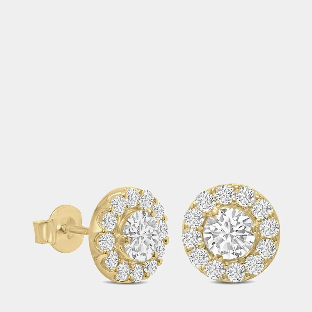 Fara 14K Yellow Gold Lab Grown Diamond Halo Earrings (3.00 Ct) 3