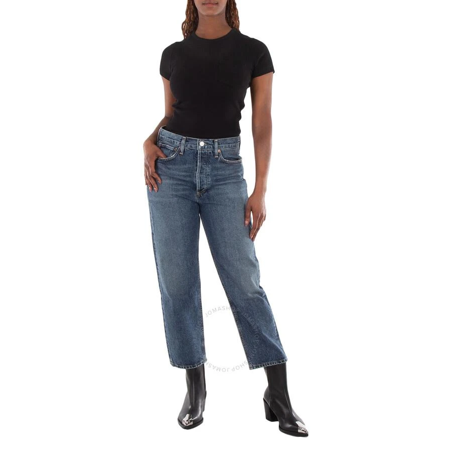 AGOLDE Ladies Black Arlo Rib Pocket Tee 3