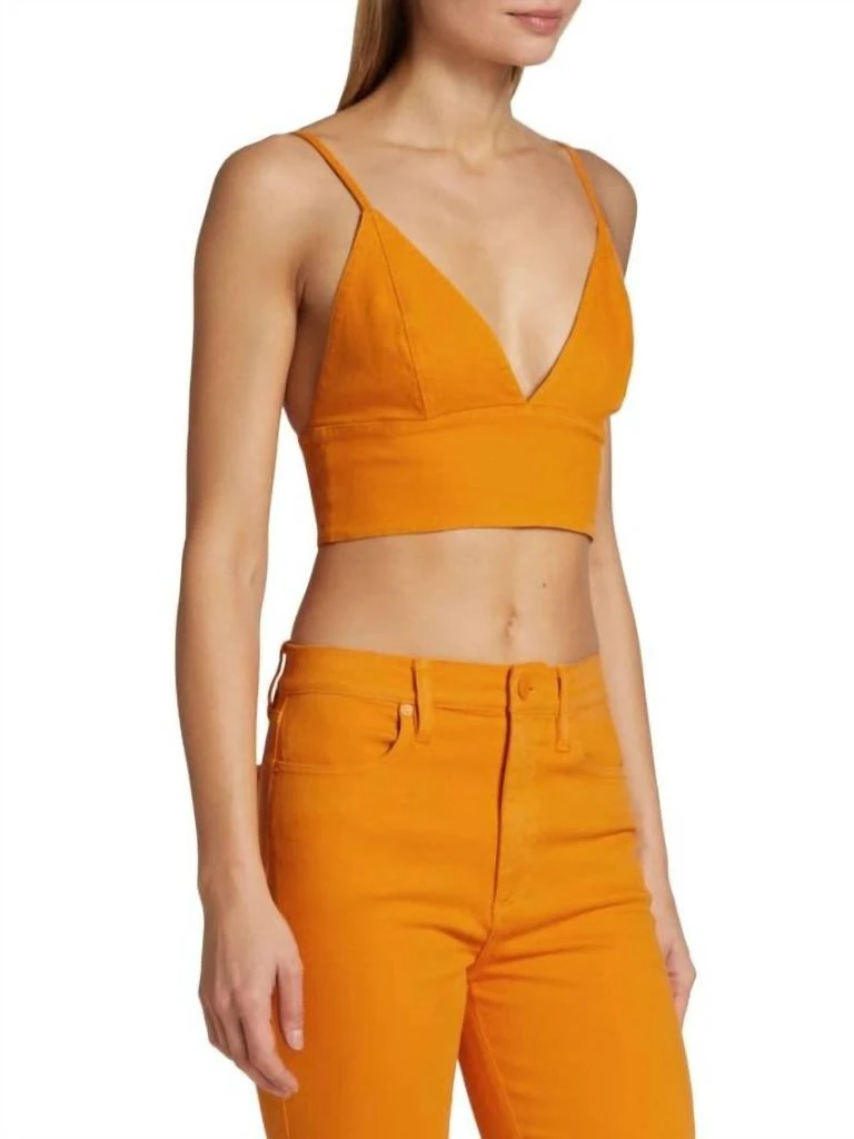 Alice + Olivia Carli Denim Crop Bra Top In Tangerine 3