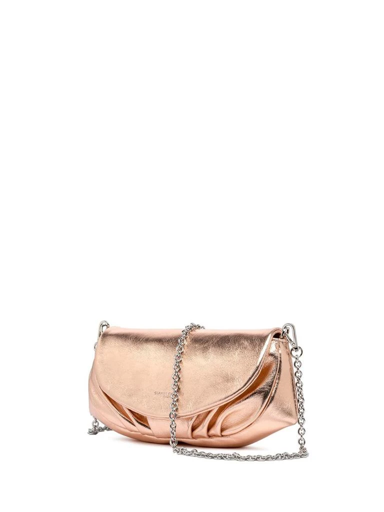 Gianni Chiarini Adele Clutch Bag In Metallic Leather With Shoulder Strap 2