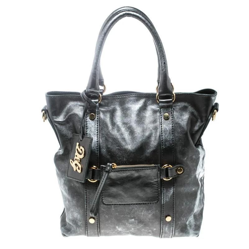 Dolce & Gabbana D&G Metallic Grey Leather Golden Box Messenger Bag 1