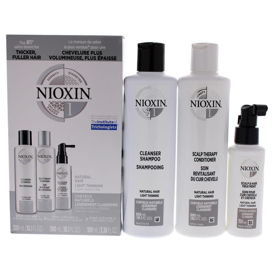 NIOXIN System 1 Natural Hair Light Thinning Kit by Nioxin for Unisex - 3 Pc 10.1oz Cleanser Shampoo