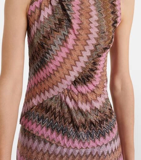 Missoni Zig Zag gathered metallic knit top 5