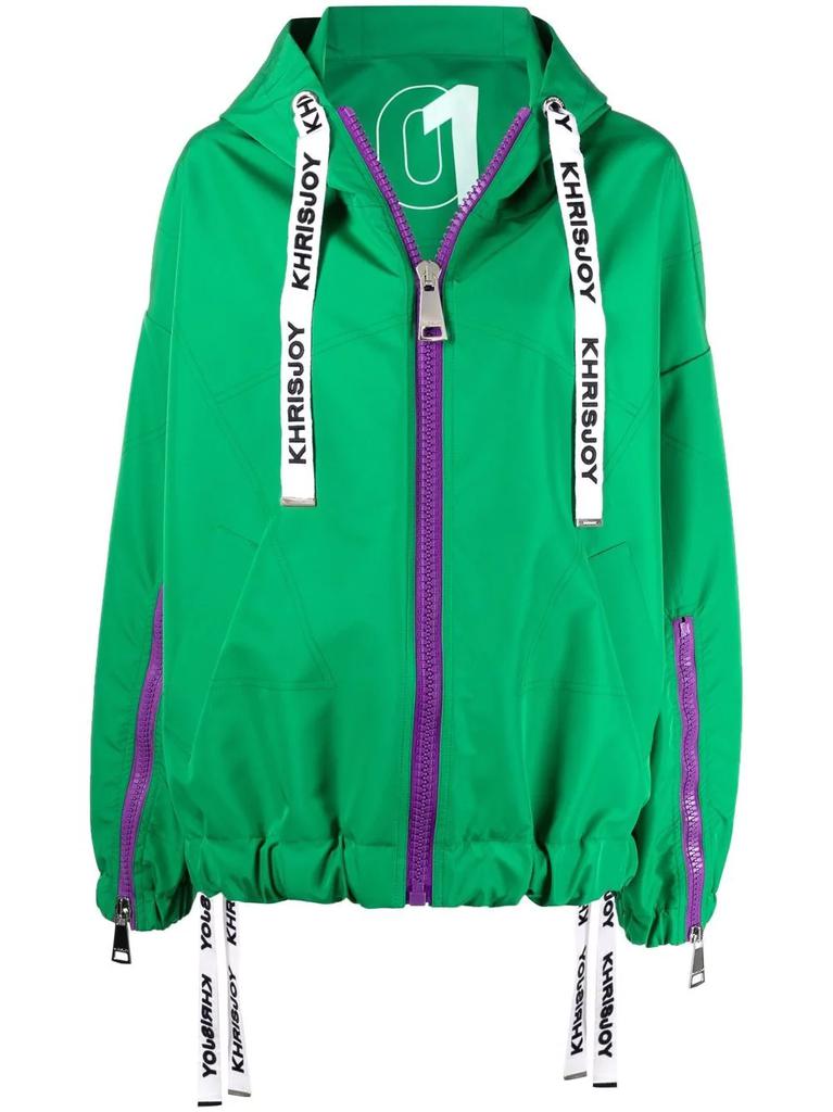 Khrisjoy logo-strap hooded jacket - women