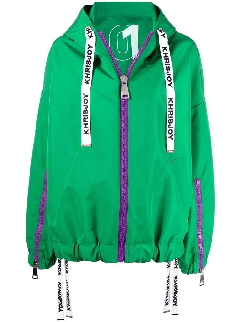 Khrisjoy logo-strap hooded jacket - women 1