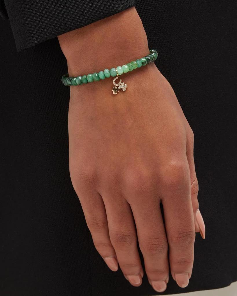 Sydney Evan 14K Diamond Lucky Trio Charm on Emerald Ombre Bracelet 2