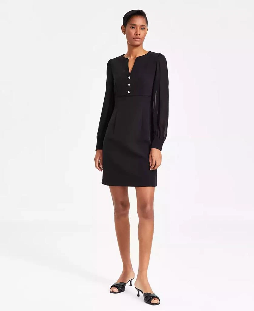 Anne Klein Women's Long-Sleeve Button Shift Dress 1