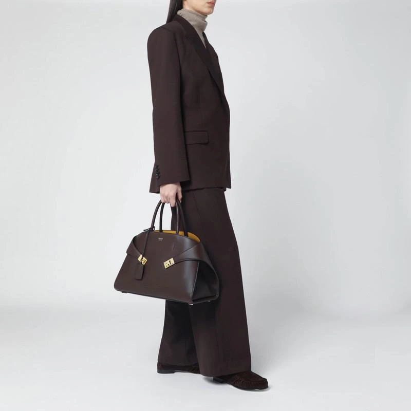 Salvatore Ferragamo Hug M Leather Handbag in Brown/Ochre 2