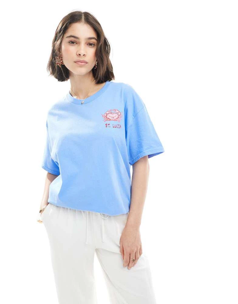 Miss Selfridge Miss Selfridge st lucia shell graphic tee in blue 2