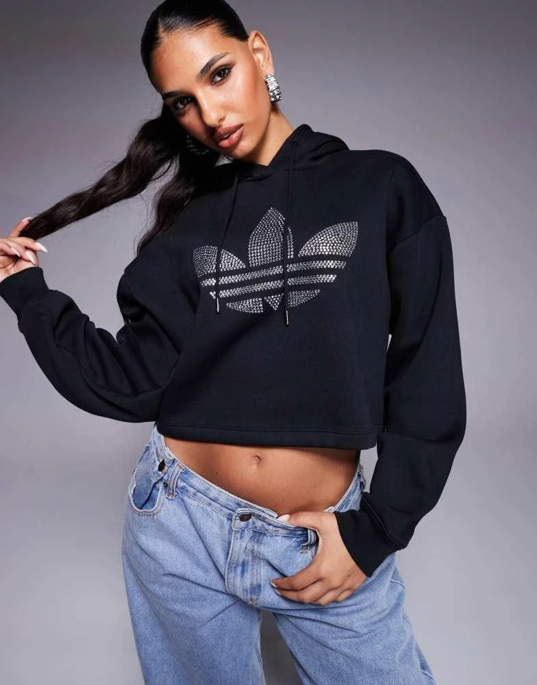 Adidas adidas Originals hoodie with diamante trefoil 1