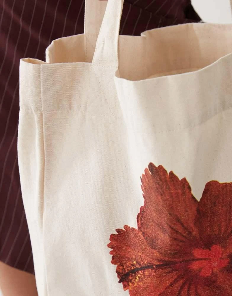 Motel Motel barbara hibiscus print tote bag in ivory 3